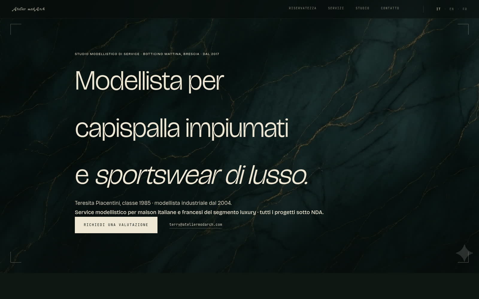 Atelier modArch — sito vetrina di una modellista di Brescia