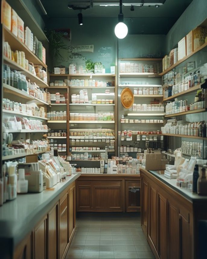 Banco interno della Farmacia Chiesanuova in via Parenzo a Brescia